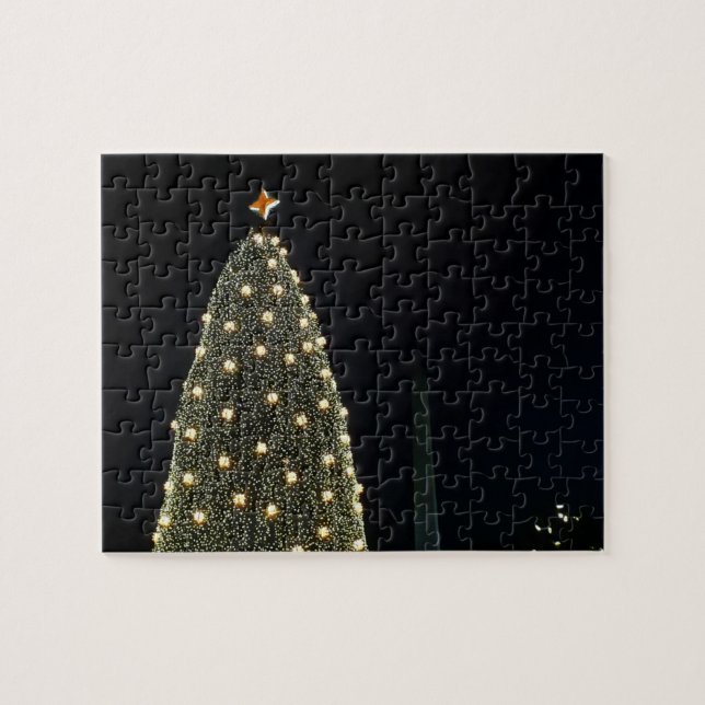 National Xmas Tree & Washington Monument at Night Jigsaw Puzzle (Horizontal)