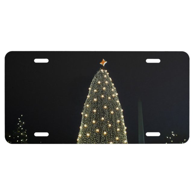 National Xmas Tree & Washington Monument at Night License Plate (Front)