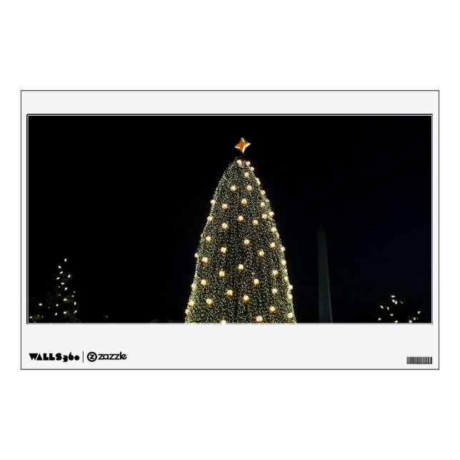 National Xmas Tree & Washington Monument at Night Wall Sticker (Front)