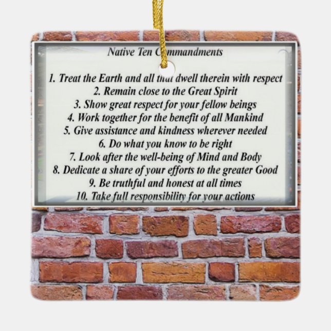 Native 10 Commandments Ceramic Ornament (Front)