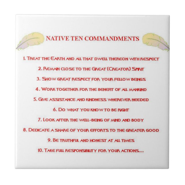 Native 10 Commandments Ceramic Tile (Front)