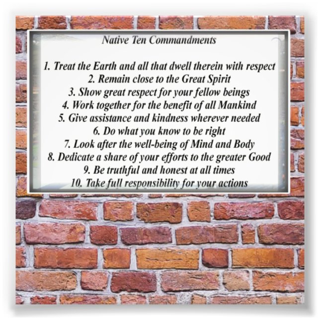 Native 10 Commandments Photo Enlargement Paper Print (Front)