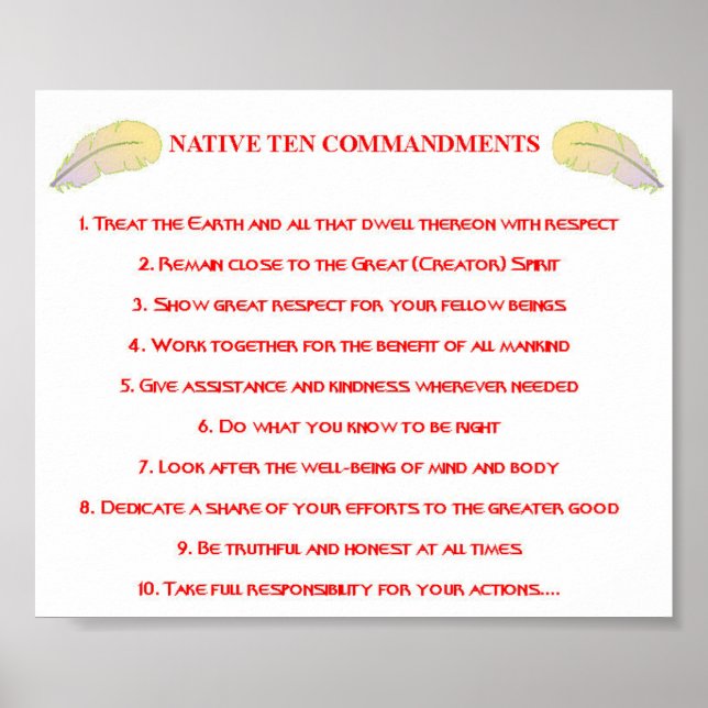 Native 10 Commandments Poster (Front)