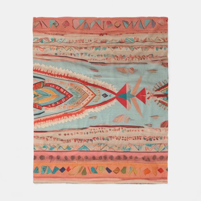 Native America Pattern Fleece Blanket (Front)