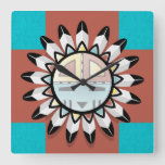 Native American Abstract Art Hopi Mask Square Wall Clock at Zazzle