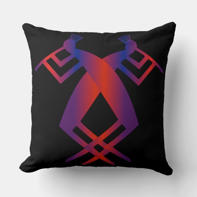 Native American Abstract Kokopelli Throw Pillow (Front)
