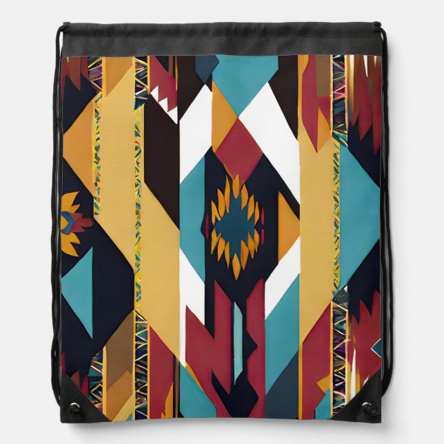 Native American Abstract Tribute 02 Drawstring Bag (Front)