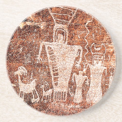 Native American Ancient Astronauts Petroglyph Sandstone Coaster
