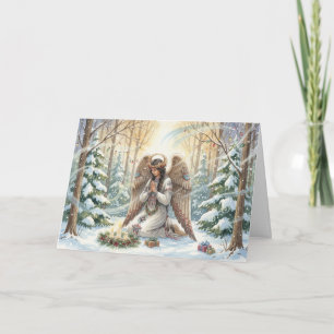 Native American Angel Praying for Peace Christmas Holiday Card