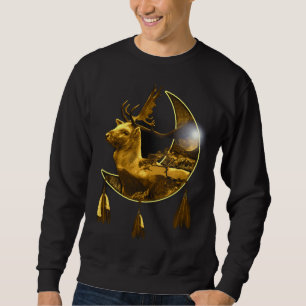 Native American Animal Nature Crescent Deer Sweatshirt