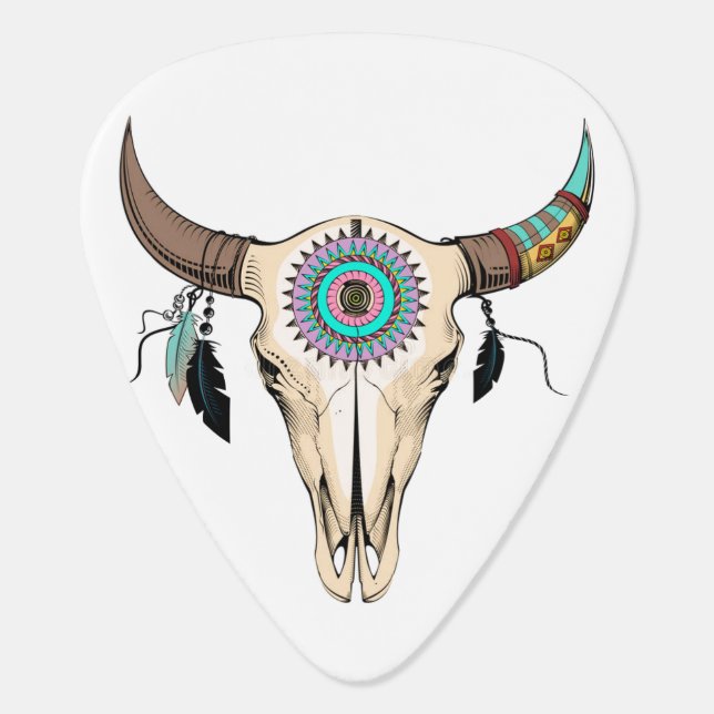 Native American Animal Skull Guitar Pick (Back)