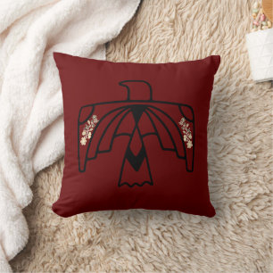 Native American Anishinaabe Eagle Deep Red Throw Pillow