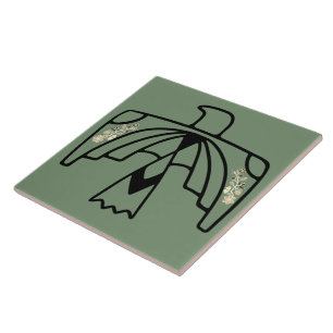 Native American Anishinaabe Eagle Sage Green Ceramic Tile