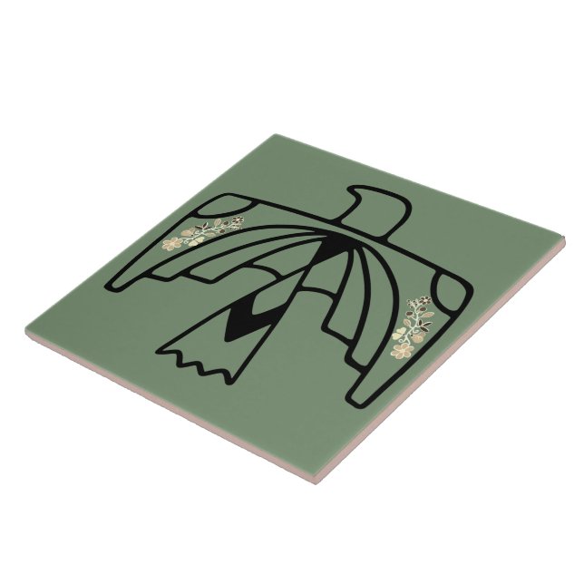 Native American Anishinaabe Eagle Sage Green Ceramic Tile (Side)
