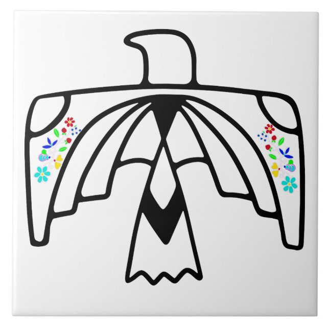 Native American Anishinaabe Eagle White Ceramic Tile (Front)
