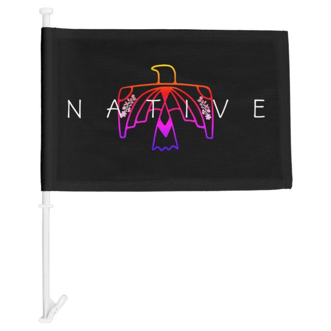 Native American Anishinaabe Fluorescent Eagle  Car Flag (Front)