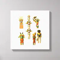 Vintage Hand painted oil on canvas Native selling American Hopi Kachina Dancer