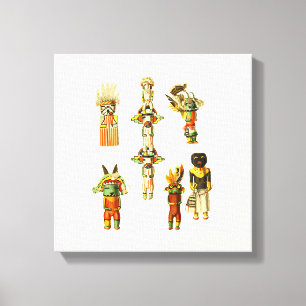 Native American Antique Hopi Kachina Dolls 1894 Canvas Print