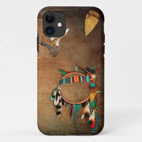 Native American arrowhead hatchet Indian iPhone 11 Case