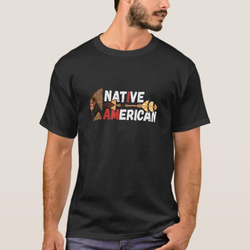 Native American Arrowhead Indian Chief Feather Hea T_Shirt