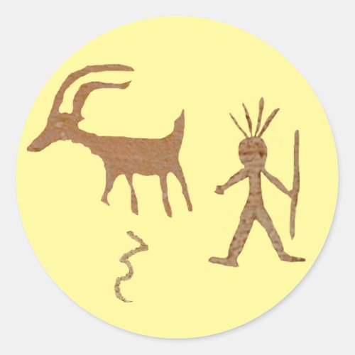 Native American Art Petroglyphs Classic Round Sticker