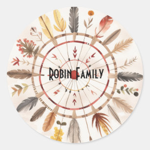 Native American  Art Tribe Vintage Classic Round Sticker