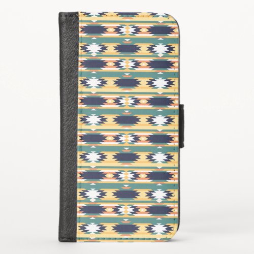 Native American Aztec Geometric Yellow Sage iPhone X Wallet Case