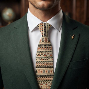 Native American Aztec Striped Pattern Neck Tie