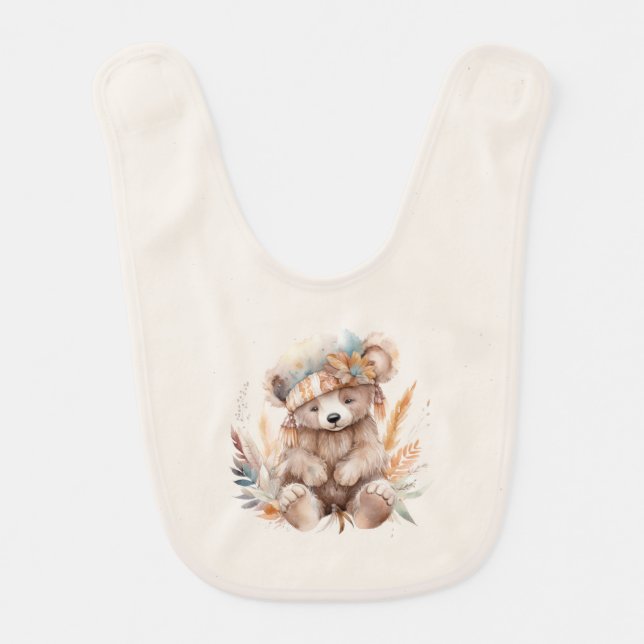 Native American Baby Bear Baby Bib (Front)