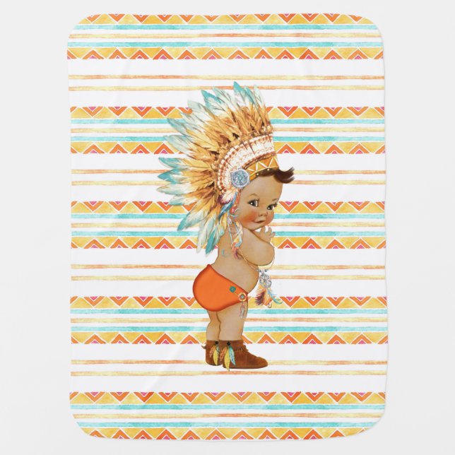 Native American Baby Boy Baby Blanket (Front)