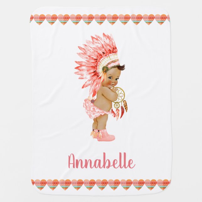 Native American Baby Girl Nursery Blanket Personal (Front)