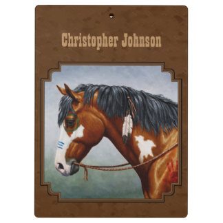 Native American Bay Pinto Horse Brown Clipboard