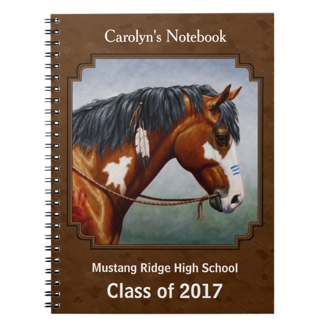 Native American Bay Pinto Horse Brown Notebook (Front)