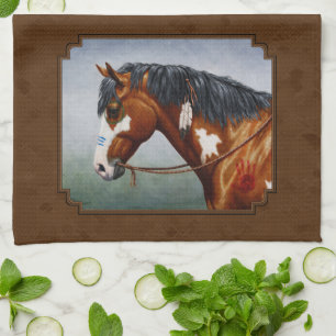 Native American Bay Pinto Horse Brown Towel