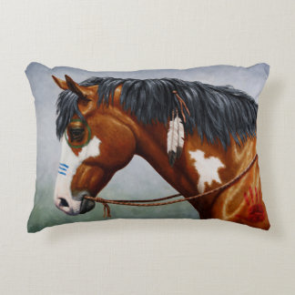 Native American Bay Pinto War Horse Accent Pillow