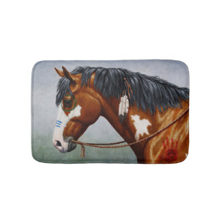 Native American Bay Pinto War Horse Bathroom Mat