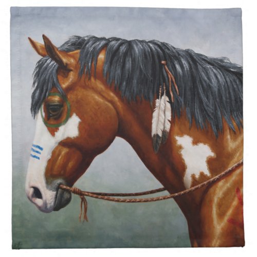 Native American Bay Pinto War Horse Cloth Napkin