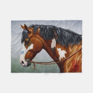Native American Bay Pinto War Horse Fleece Blanket
