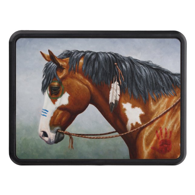 Native American Bay Pinto War Horse Hitch Cover (Front)