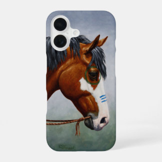 Native American Bay Pinto War Horse iPhone 16 Case