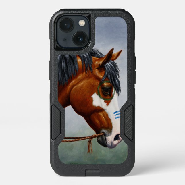 Native American Bay Pinto War Horse Otterbox iPhone Case (Back)