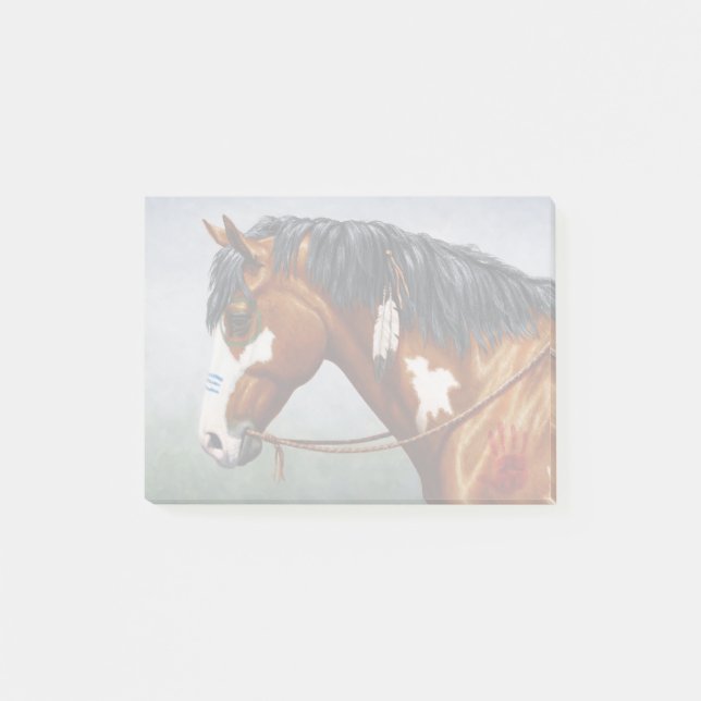 Native American Bay Pinto War Horse Post-it Notes (Front)