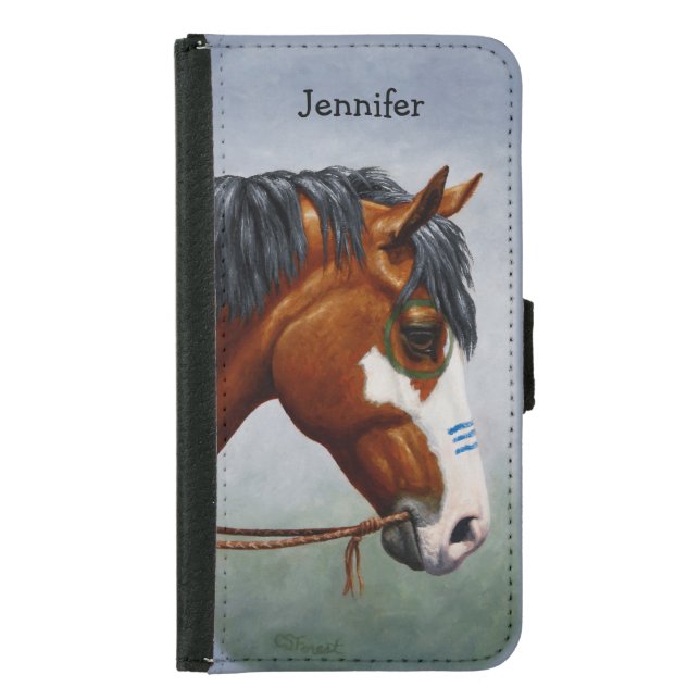 Native American Bay Pinto War Horse Samsung Galaxy Wallet Case (Front)