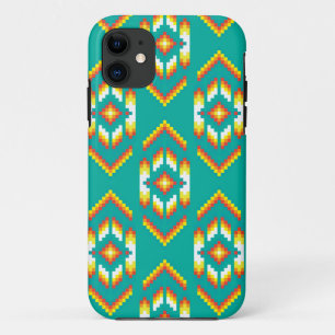 Native American Bead Design, Red, Blue, Grey, Purp iPhone 11 Case