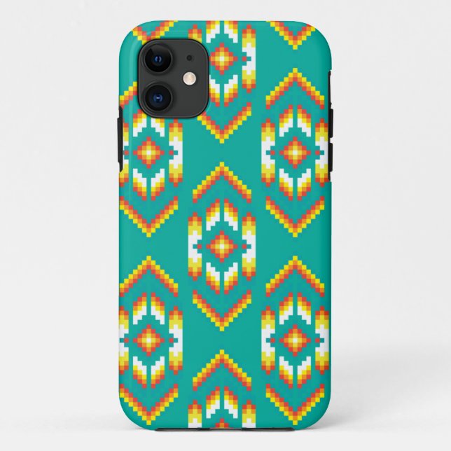 Native American Bead Design, Red, Blue, Grey, Purp Case-Mate iPhone Case (Back)