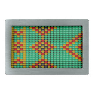 Native American Bead Pattern Rectangular Belt Buckle