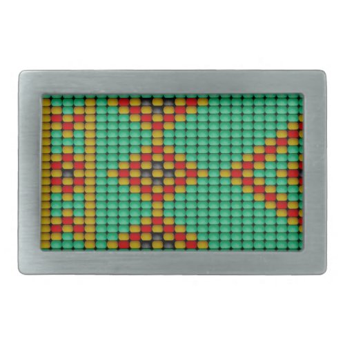 Native American Bead Pattern Rectangular Belt Buckle