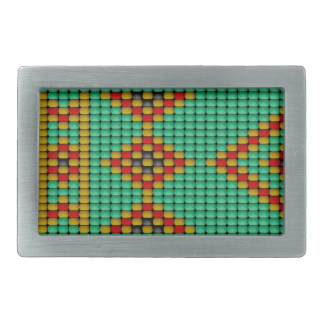 Native American Bead Pattern Rectangular Belt Buckle (Front)