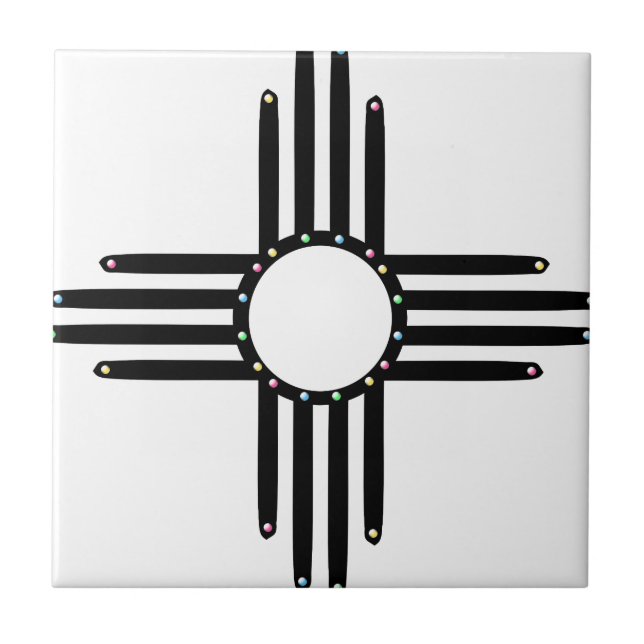 Native American beaded Zia Tile (Front)
