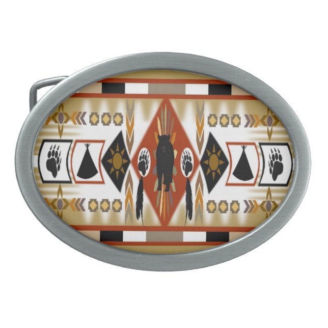 Native American Bear Clan Belt Buckle (Front)